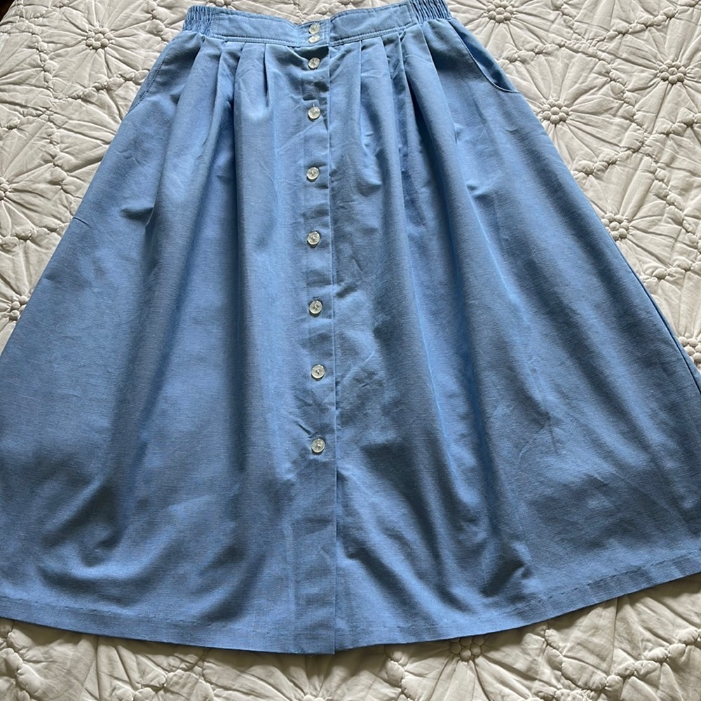 Separate Issue Vintage Button Front Light Blue Fuller Midi Skirt   Size12